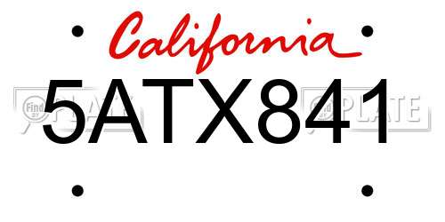 5ATX841 California License Plate