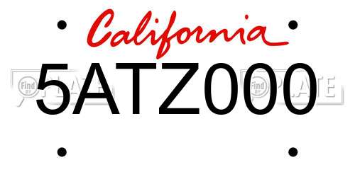 5ATZ000 California License Plate