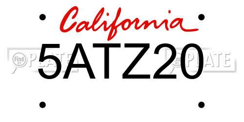 5ATZ20 California License Plate