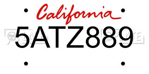 5ATZ889 California License Plate