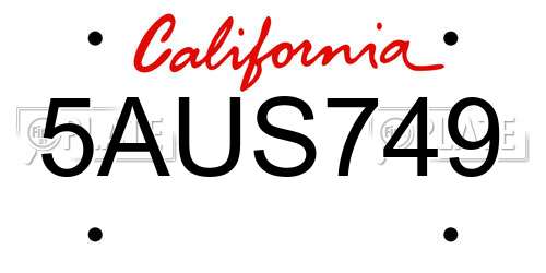 5AUS749 California License Plate