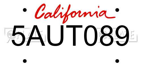 5AUT089 California License Plate