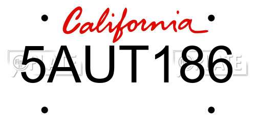 5AUT186 California License Plate