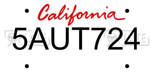5AUT724 California License Plate