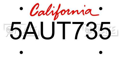 5AUT735 California License Plate
