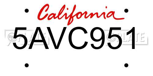 5AVC951 California License Plate