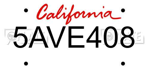 5AVE408 California License Plate