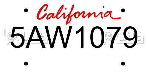 5AW1079 California License Plate