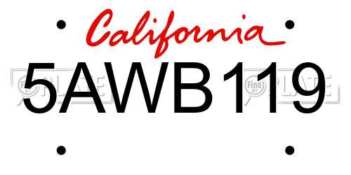 5AWB119 California License Plate