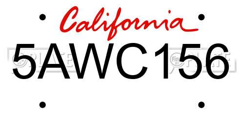5AWC156 California License Plate