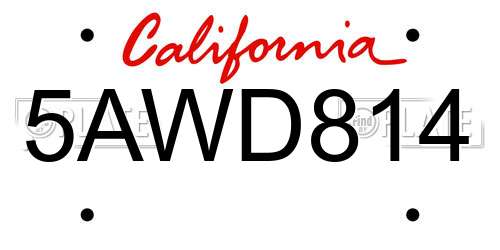 5AWD814 California License Plate