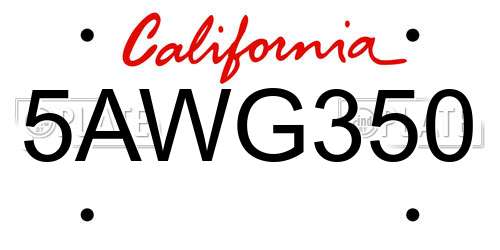 5AWG350 California License Plate