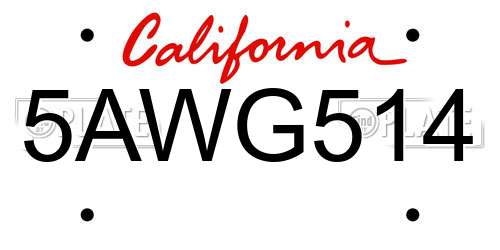 5AWG514 California License Plate