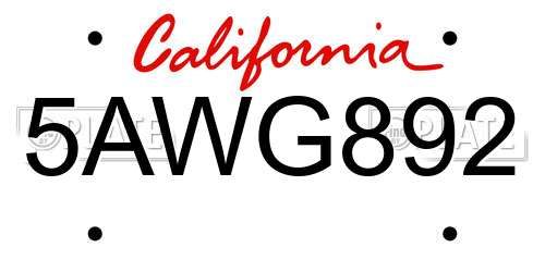 5AWG892 California License Plate