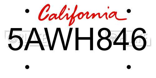 5AWH846 California License Plate