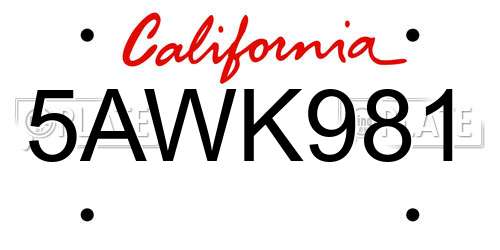 5AWK981 California License Plate