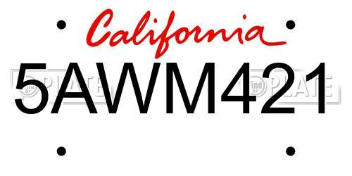 5AWM421 California License Plate
