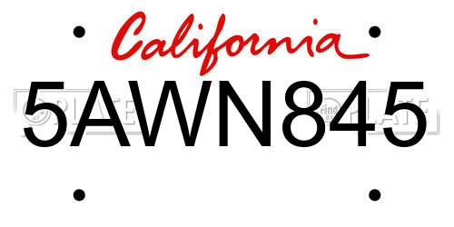 5AWN845 California License Plate