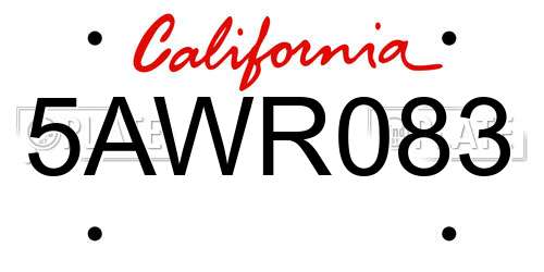 5AWR083 California License Plate