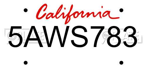 5AWS783 California License Plate