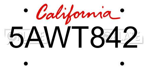 5AWT842 California License Plate