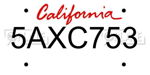 5AXC753 California License Plate