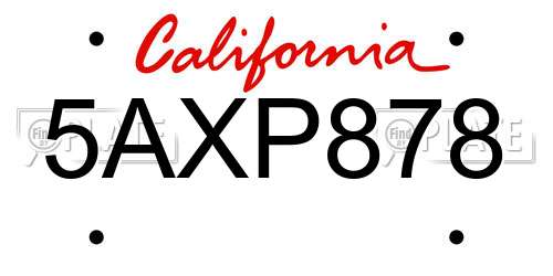 5AXP878 California License Plate