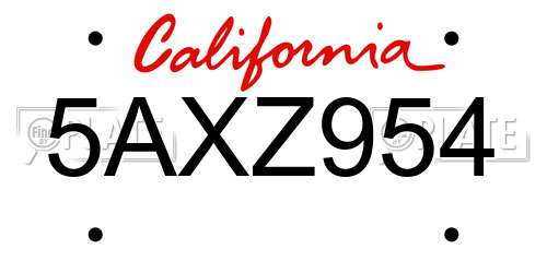 5AXZ954 California License Plate