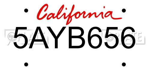 5AYB656 California License Plate