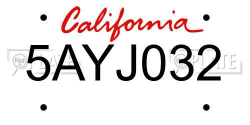 5AYJ032 California License Plate