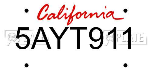 5AYT911 California License Plate