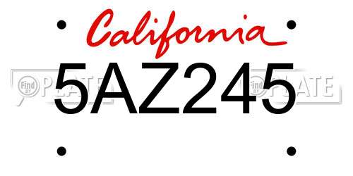 5AZ245 California License Plate