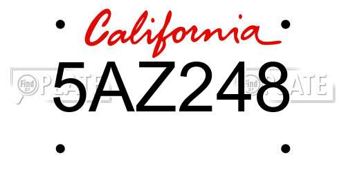 5AZ248 California License Plate