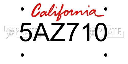 5AZ710 California License Plate