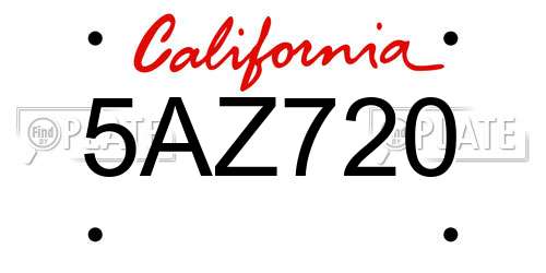 5AZ720 California License Plate