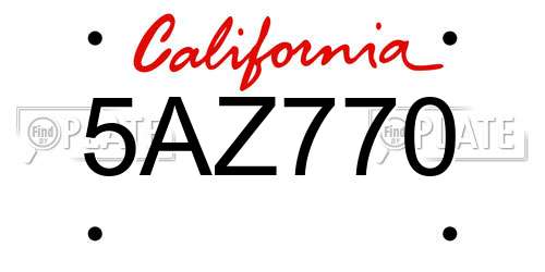 5AZ770 California License Plate