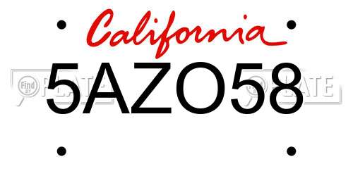 5AZO58 California License Plate