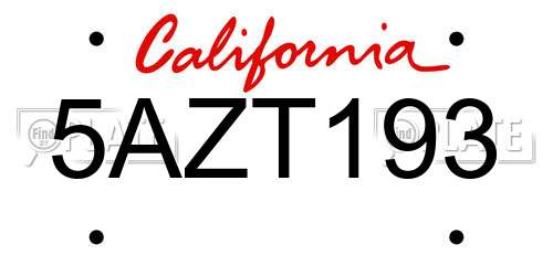 5AZT193 California License Plate