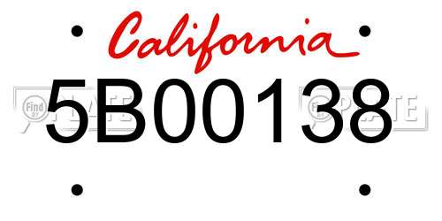 5B00138 California License Plate