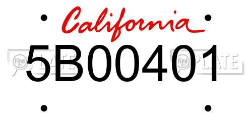 5B00401 California License Plate