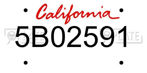 5B02591 California License Plate