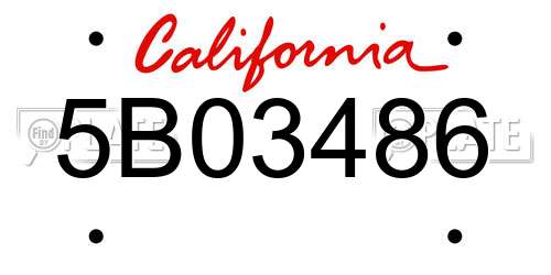 5B03486 California License Plate