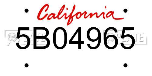 5B04965 California License Plate