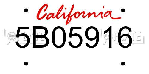5B05916 California License Plate