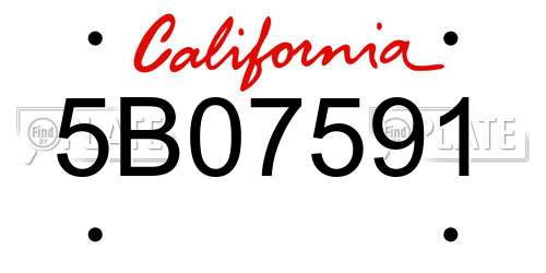5B07591 California License Plate
