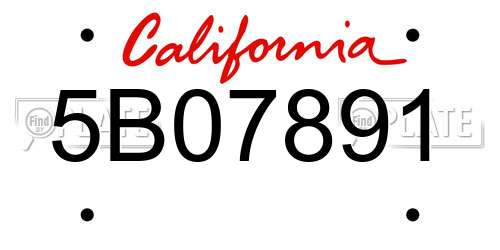 5B07891 California License Plate