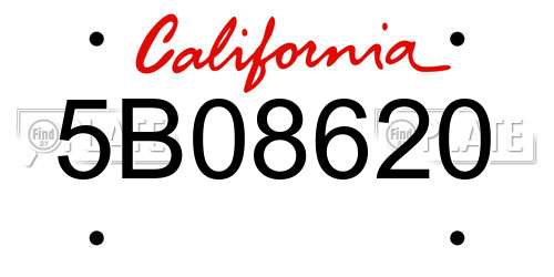 5B08620 California License Plate