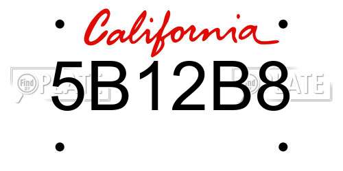 5B12B8 California License Plate