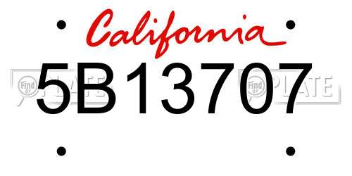 5B13707 California License Plate