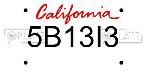 5B13I3 California License Plate